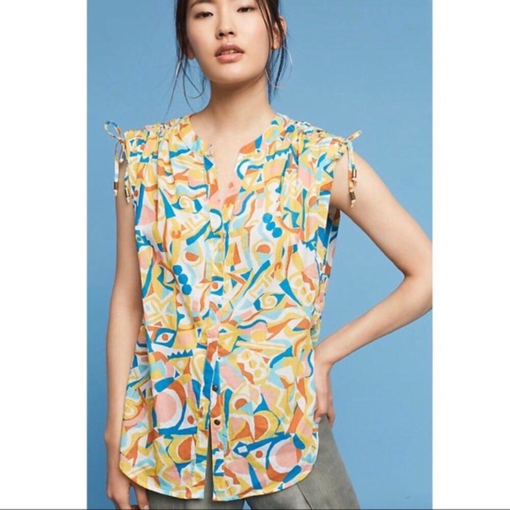 Anthro Danielle Kroll Brooklynite Printed Blouse
